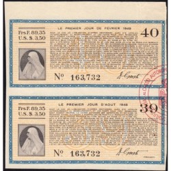 Roumanie - Paire de coupons - 89,35 francs - 1948-1949 - Etat : SUP