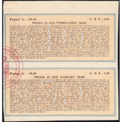 Roumanie - Paire de coupons - 89,35 francs - 1948-1949 - Etat : SUP