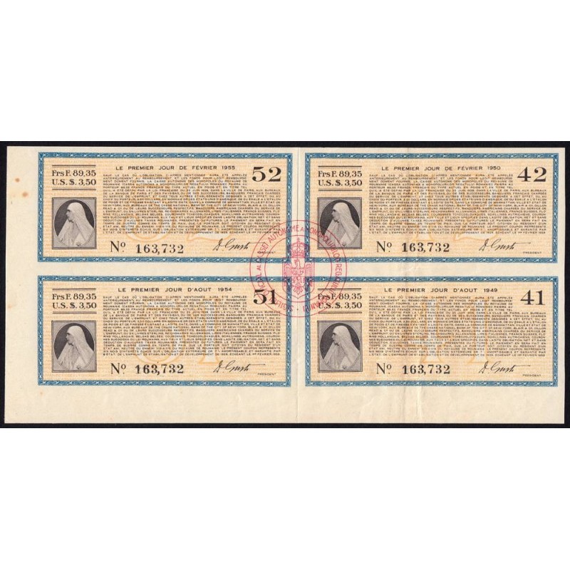 Roumanie - Ensemble de 4 coupons - 89,35 francs - 1949-1955- Etat : SUP
