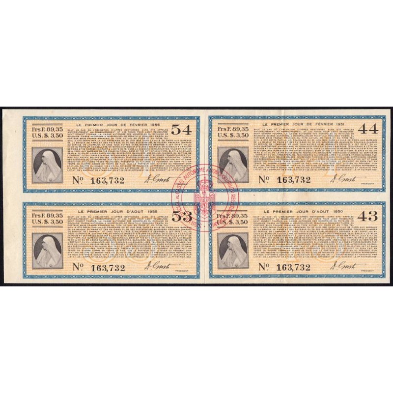 Roumanie - Ensemble de 4 coupons - 89,35 francs - 1950-1956- Etat : SUP