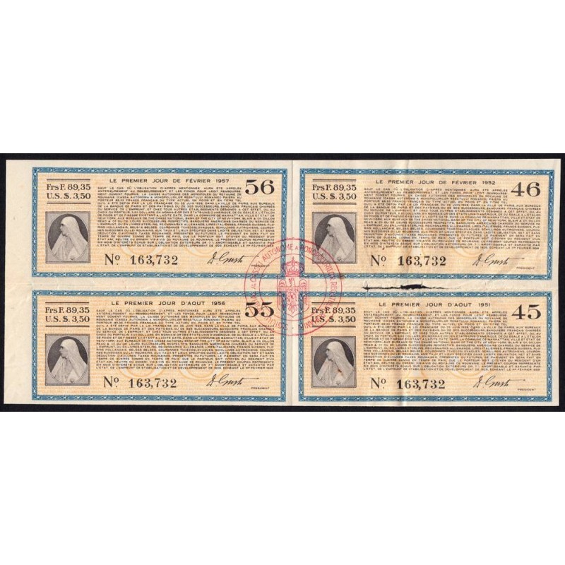 Roumanie - Ensemble de 4 coupons - 89,35 francs - 1951-1957- Etat : TTB