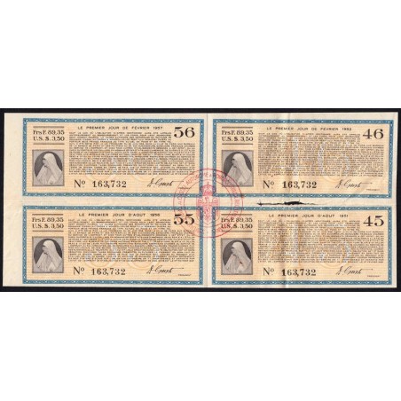Roumanie - Ensemble de 4 coupons - 89,35 francs - 1951-1957- Etat : TTB
