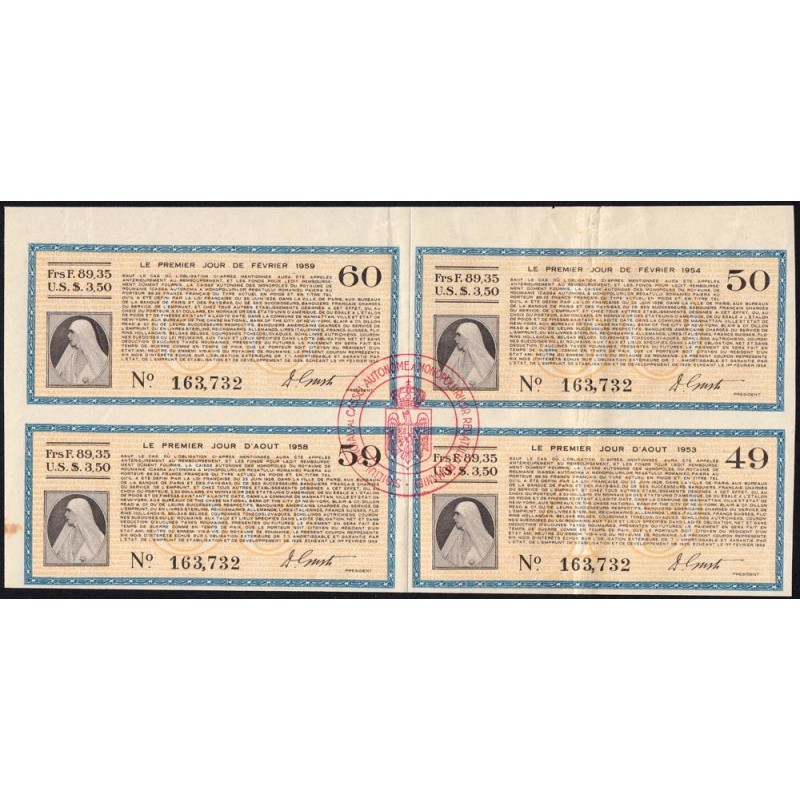 Roumanie - Ensemble de 4 coupons - 89,35 francs - 1953-1959- Etat : SUP