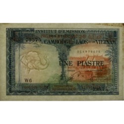 Indochine Française - Cambodge - Pick 94 - 1 piastre - Série W6 - 1954 - Etat : TTB+