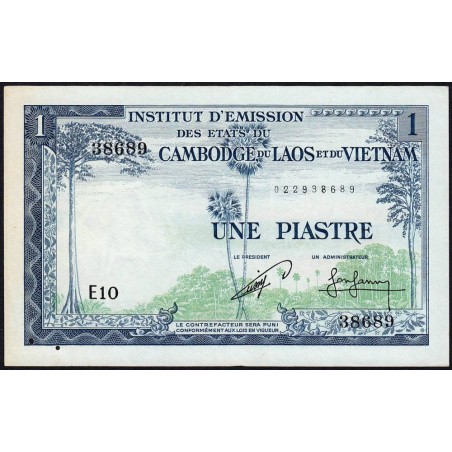 Indochine Française - Cambodge - Pick 94 - 1 piastre - Série E10 - 1954 - Etat : SUP-
