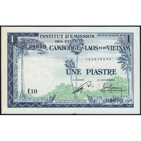 Indochine Française - Cambodge - Pick 94 - 1 piastre - Série E10 - 1954 - Etat : SUP