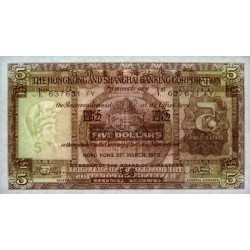 Hong Kong - HSBC - Pick 181f_2 - 5 dollars - Série FY - 31/03/1975 - Etat : NEUF