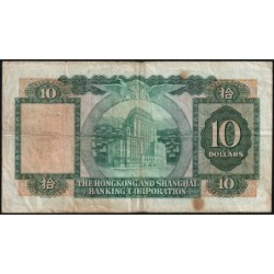 Hong Kong - HSBC - Pick 182f_1 - 10 dollars - Série MD - 20/03/1968 - Etat : TB-