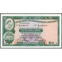Hong Kong - HSBC - Pick 182j_2 - 10 dollars - Série H/55 - 31/03/1983 - Etat : NEUF
