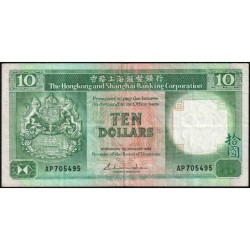 Hong Kong - HSBC - Pick 191a_1 - 10 dollars - Série AP - 01/01/1985 - Etat : TTB