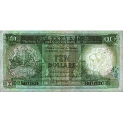 Hong Kong - HSBC - Pick 191a_2 - 10 dollars - Série DW - 01/01/1986 - Etat : TB+