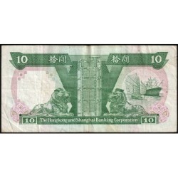 Hong Kong - HSBC - Pick 191a_2 - 10 dollars - Série ET - 01/01/1986 - Etat : TTB
