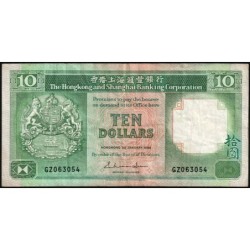 Hong Kong - HSBC - Pick 191a_2 - 10 dollars - Série GZ - 01/01/1986 - Etat : TTB