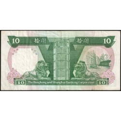 Hong Kong - HSBC - Pick 191a_2 - 10 dollars - Série HK - 01/01/1986 - Etat : TTB