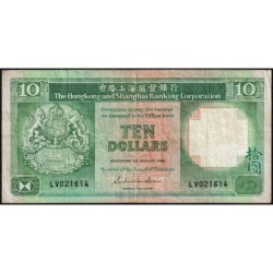 Hong Kong - HSBC - Pick 191a_2 - 10 dollars - Série LV - 01/01/1986 - Etat : TB+