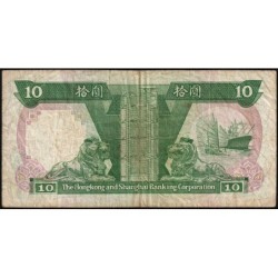 Hong Kong - HSBC - Pick 191a_3 - 10 dollars - Série LZ - 01/01/1987 - Etat : TB