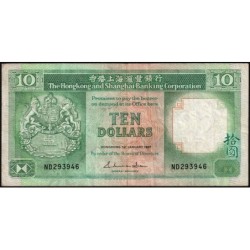 Hong Kong - HSBC - Pick 191a_3 - 10 dollars - Série ND - 01/01/1987 - Etat : TB+