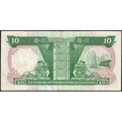 Hong Kong - HSBC - Pick 191b - 10 dollars - Série SH - 01/01/1988 - Etat : TTB