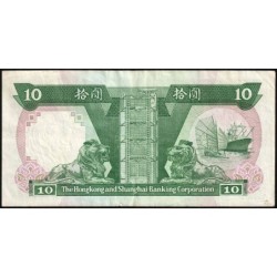 Hong Kong - HSBC - Pick 191b - 10 dollars - Série SZ - 01/01/1988 - Etat : TTB