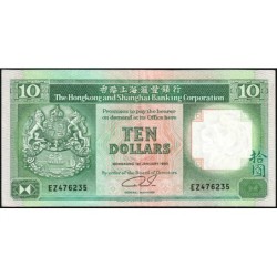 Hong Kong - HSBC - Pick 191c_2 - 10 dollars - Série EZ - 01/01/1990 - Etat : TTB+