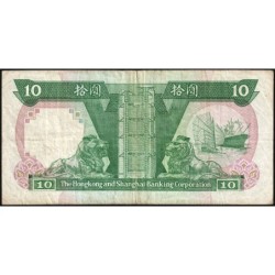 Hong Kong - HSBC - Pick 191c_2 - 10 dollars - Série FF - 01/01/1990 - Etat : TB+