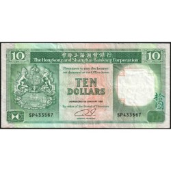 Hong Kong - HSBC - Pick 191c_4 - 10 dollars - Série SP - 01/01/1992 - Etat : TB+