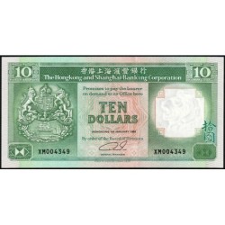 Hong Kong - HSBC - Pick 191c_4 - 10 dollars - Série XM - 01/01/1992 - Etat : NEUF