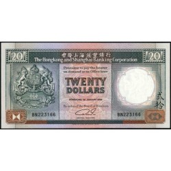 Hong Kong - HSBC - Pick 192c - 20 dollars - Série BN - 01/01/1989 - Etat : SPL+