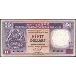 Hong Kong - HSBC - Pick 193c_4 - 50 dollars - Série BS - 01/01/1992 - Etat : TTB+