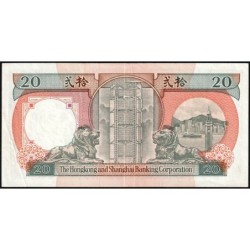 Hong Kong - HSBC - Pick 197a - 20 dollars - Série BQ - 01/01/1990 - Etat : TTB+