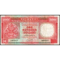 Hong Kong - HSBC - Pick 198b - 100 dollars - Série LW - 01/01/1990 - Etat : TB+