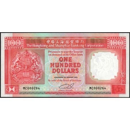Hong Kong - HSBC - Pick 198b - 100 dollars - Série MC - 01/01/1990 - Etat : NEUF
