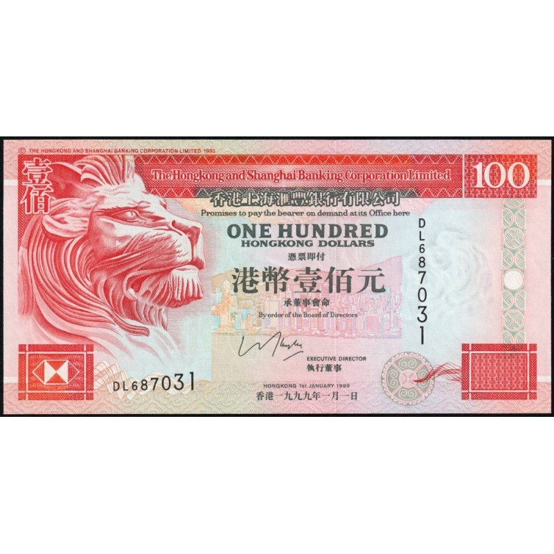 Hong Kong - HSBC Limited - Pick 203c_1 - 100 dollars - Série DL - 01/01/1999 - Etat : NEUF