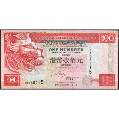 Hong Kong - HSBC Limited - Pick 203c_2 - 100 dollars - Série HA - 01/01/2000 - Etat : TTB+
