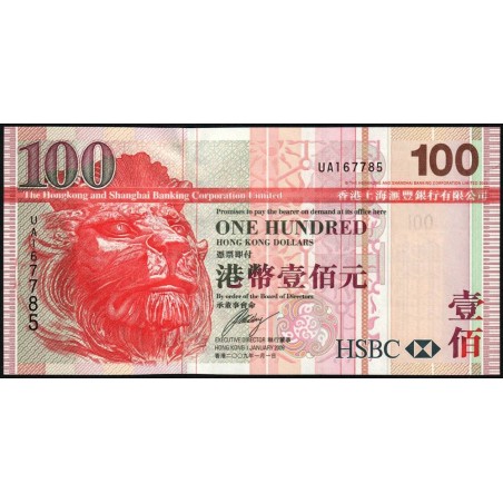 Hong Kong - HSBC Limited - Pick 209f - 100 dollars - Série UA - 01/01/2009 - Etat : NEUF
