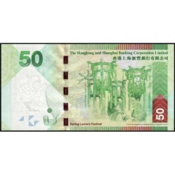 Hong Kong - HSBC Limited - Pick 213a - 50 dollars - Série AQ - 01/01/2010 - Etat : NEUF