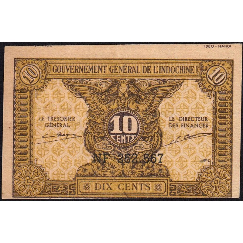 Indochine Française - Pick 89a_2 - 10 cents - Série NF - 1944 - Etat : SUP