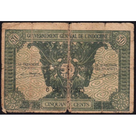 Indochine Française - Pick 91b - 50 cents - Série 6 GR - 1944 - Etat : AB