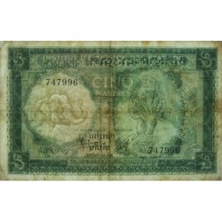Indochine Française - Cambodge - Pick 95 - 5 piastres - Série A.29 - 1953 - Etat : TB-