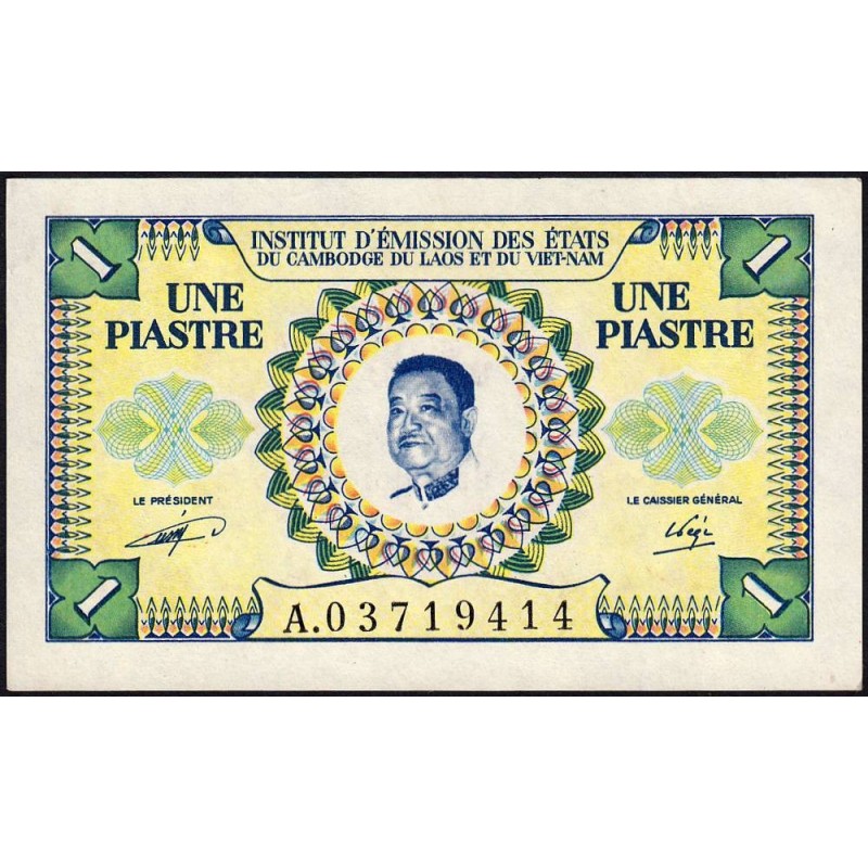 Indochine Française - Laos - Pick 99 - 1 piastre - Série A - 1953 - Etat : SPL