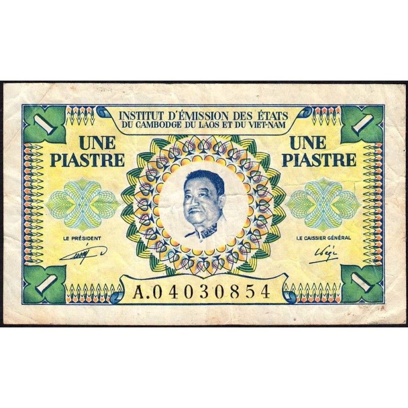 Indochine Française - Laos - Pick 99 - 1 piastre - Série A - 1953 - Etat : TB