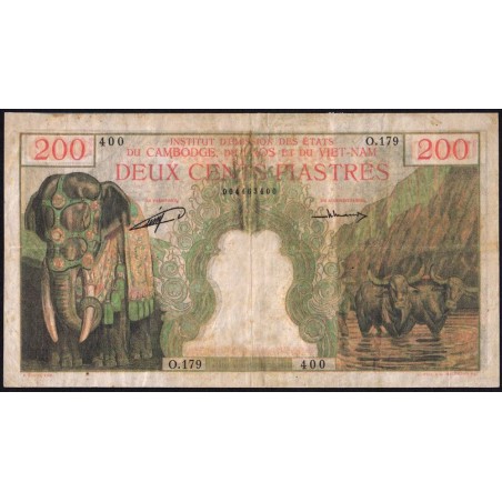Indochine Française - Cambodge - Pick 98f - 200 piastres - Série O.179 - 1953 - Faux - Etat : TB