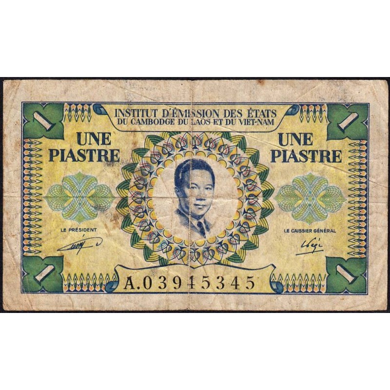 Indochine Française - Vietnam - Pick 104 - 1 piastre - Série A - 1953 - Etat : B+