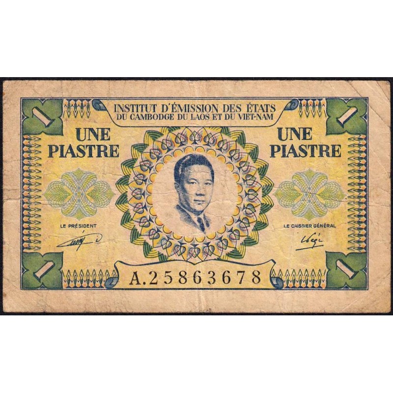 Indochine Française - Vietnam - Pick 104 - 1 piastre - Série A - 1953 - Etat : B+
