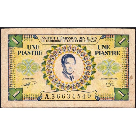 Indochine Française - Vietnam - Pick 104 - 1 piastre - Série A - 1953 - Etat : TB-