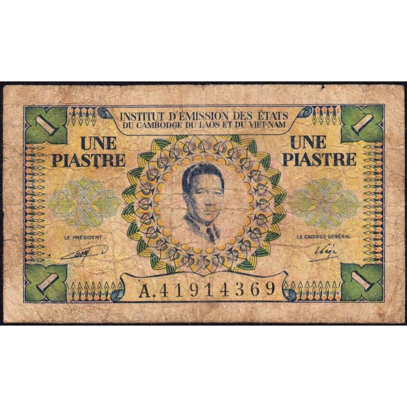 Indochine Française - Vietnam - Pick 104 - 1 piastre - Série A - 1953 - Etat : B-