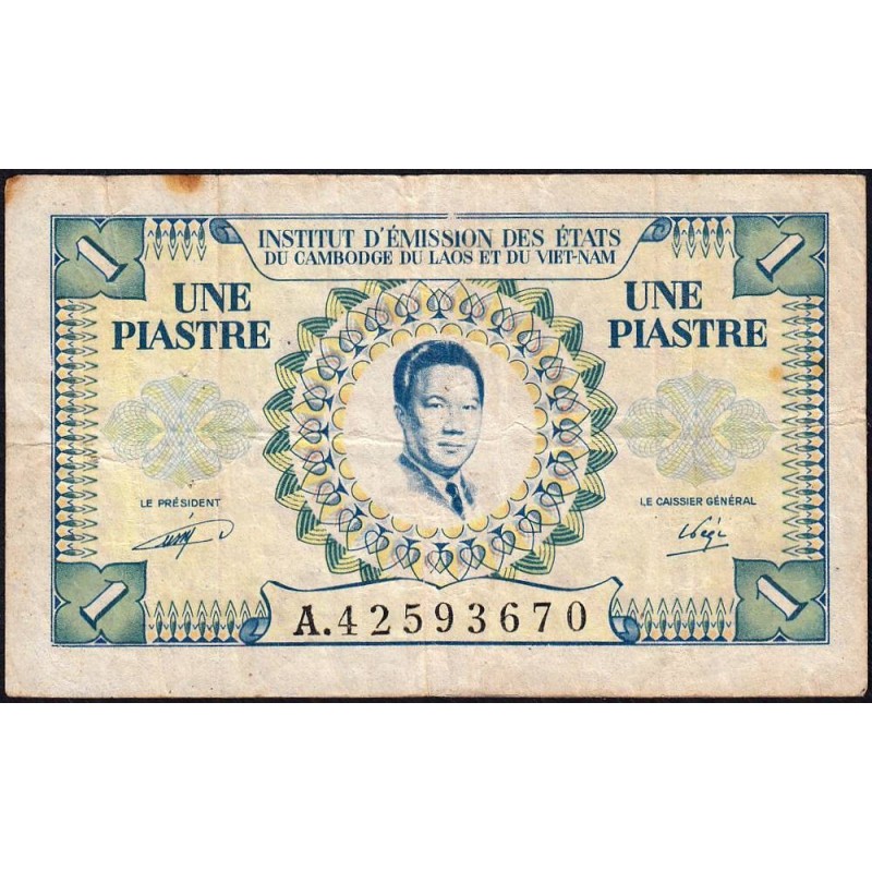 Indochine Française - Vietnam - Pick 104 - 1 piastre - Série A - 1953 - Etat : TB-