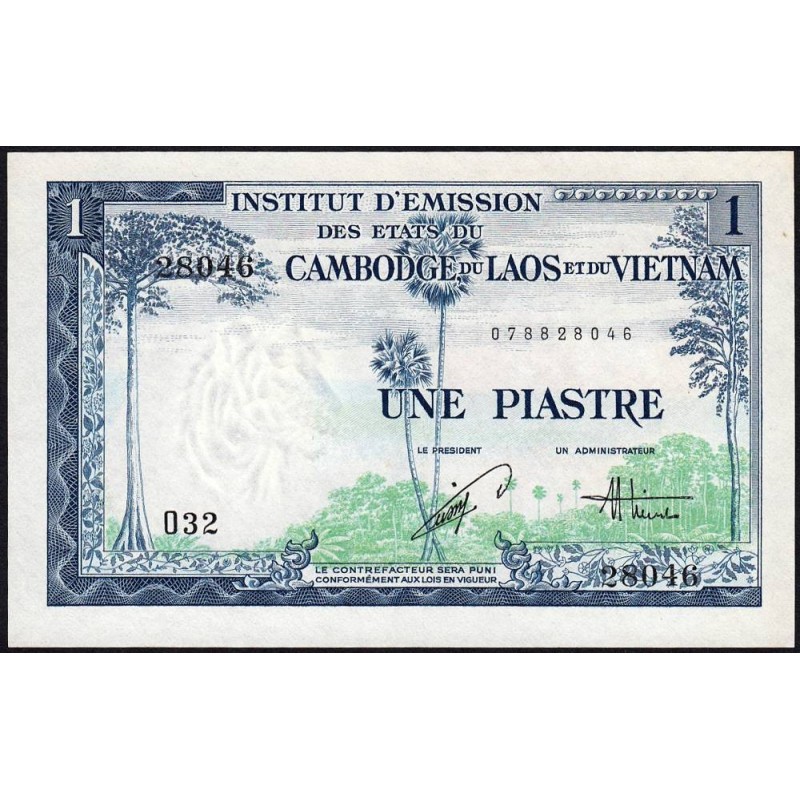Indochine Française - Vietnam - Pick 105 - 1 piastre - Série O32 - 1954 - Etat : SUP