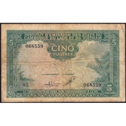 Indochine Française - Vietnam - Pick 106 - 5 piastres - Série M.5 - 1953 - Etat : B