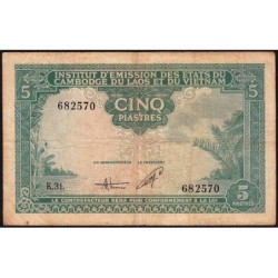 Indochine Française - Vietnam - Pick 106 - 5 piastres - Série K.31 - 1953 - Etat : TB-